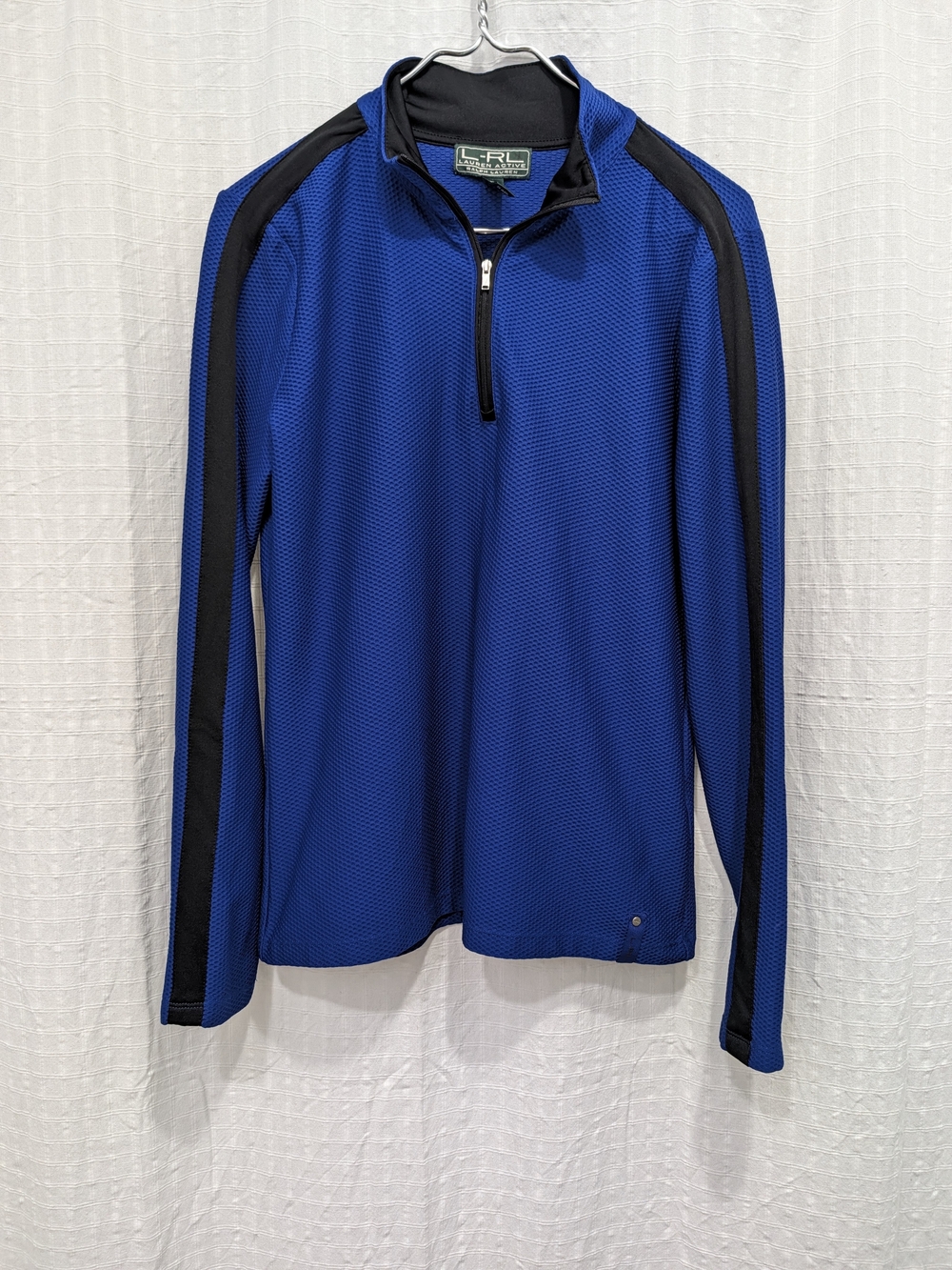 Ralph Lauren LRL Women's Royal Blue Quarter-Zip Pullover with Black Panels